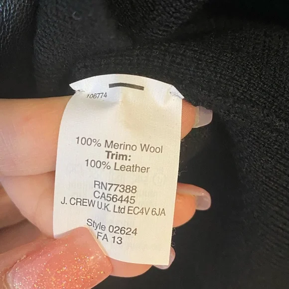 J.Crew 100% Merino Wool Leather Pocket Tunic Sweater Black Longline Style 02624 - Picture 13 of 16